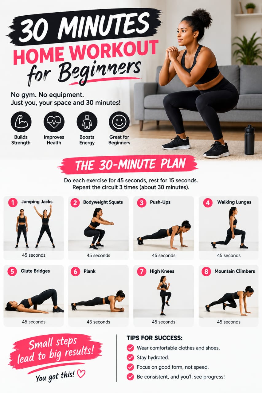 30 minute home workout for begin
